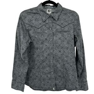 The North Face Women’s Western Snap Shirt M Grey Floral Long Sleeve